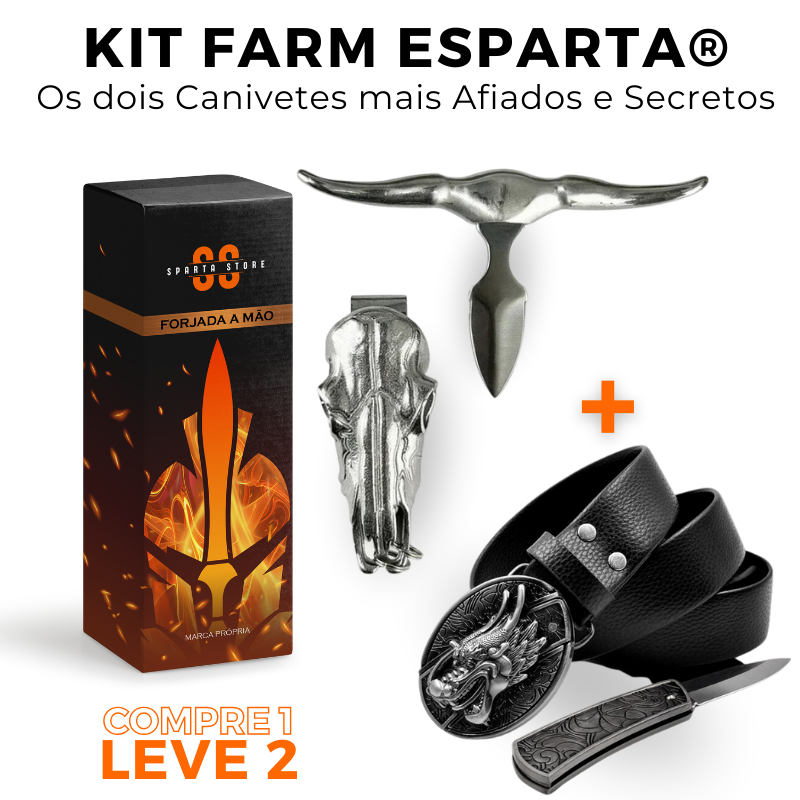 Kit Farm Esparta® - Cinto Faca + Canivete Bull