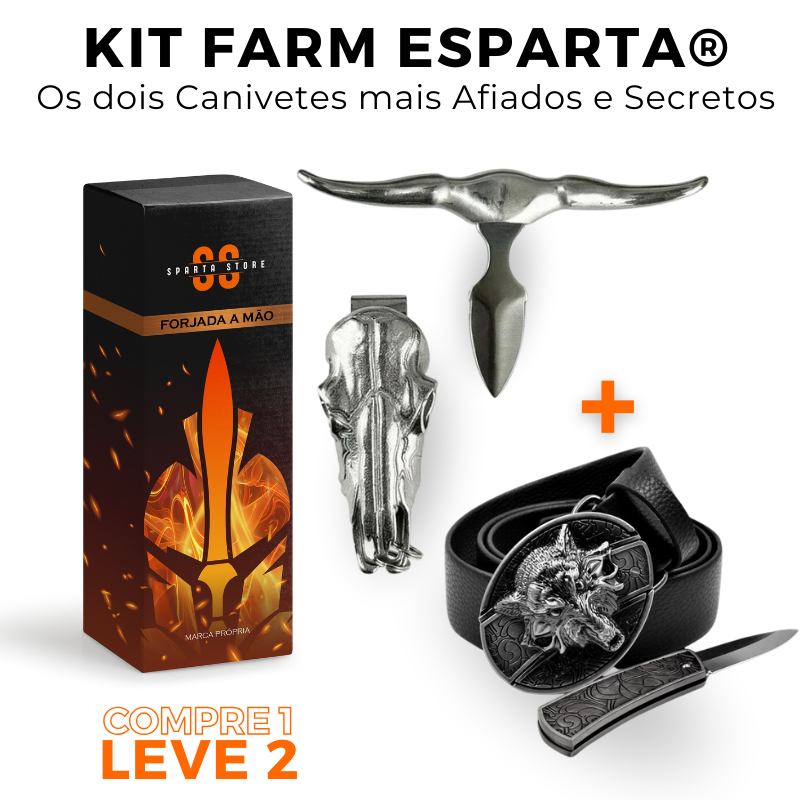 Kit Farm Esparta® - Cinto Faca + Canivete Bull