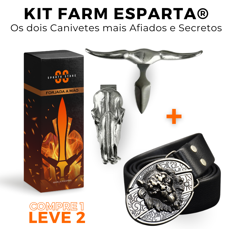 Kit Farm Esparta® - Cinto Faca + Canivete Bull