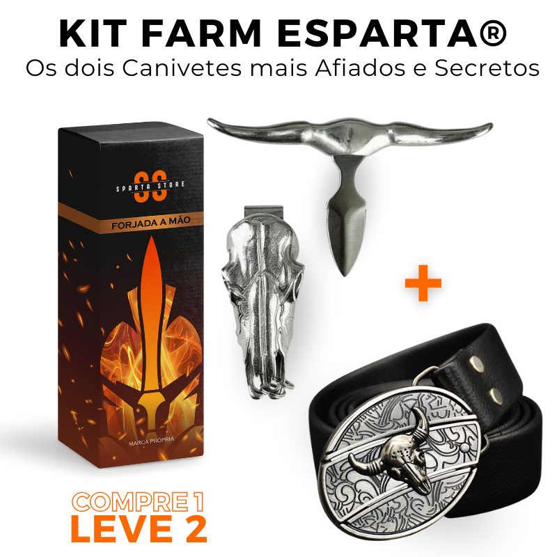 Kit Farm Esparta® - Cinto Faca + Canivete Bull