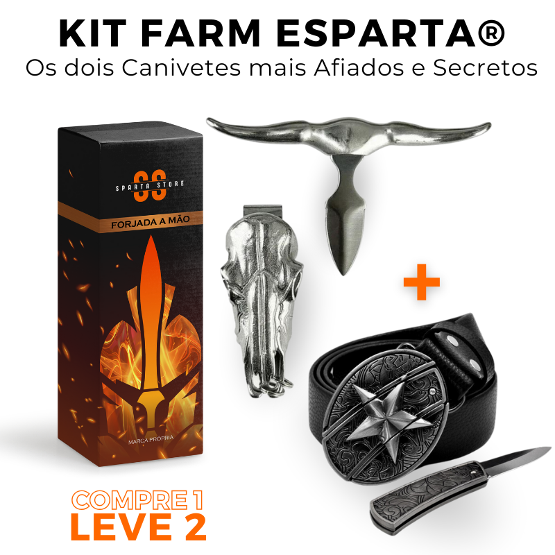 Kit Farm Esparta® - Cinto Faca + Canivete Bull