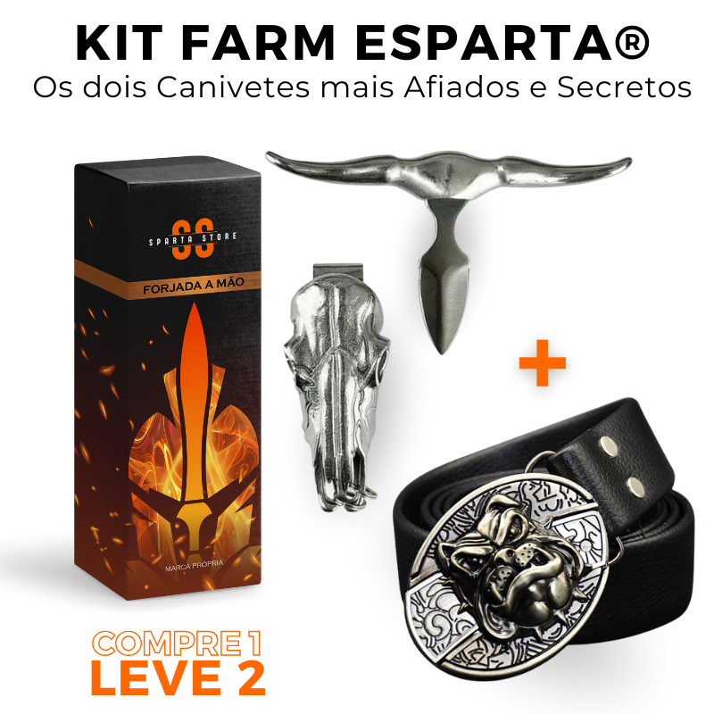 Kit Farm Esparta® - Cinto Faca + Canivete Bull