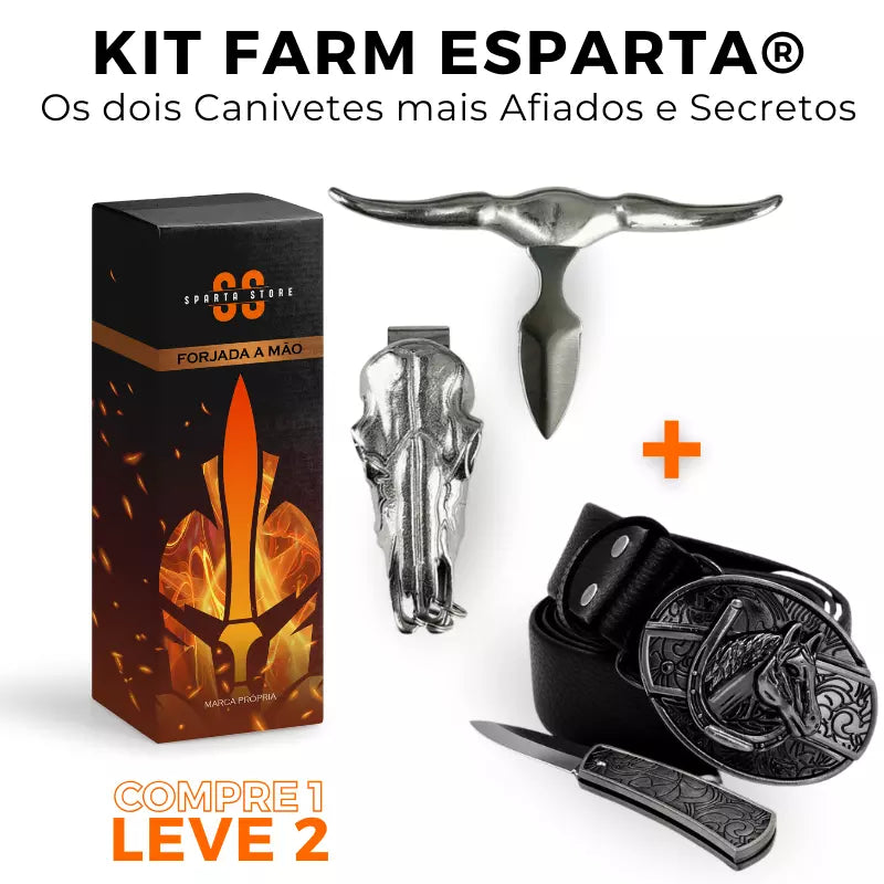 Kit Farm Esparta® - Cinto Faca + Canivete Bull