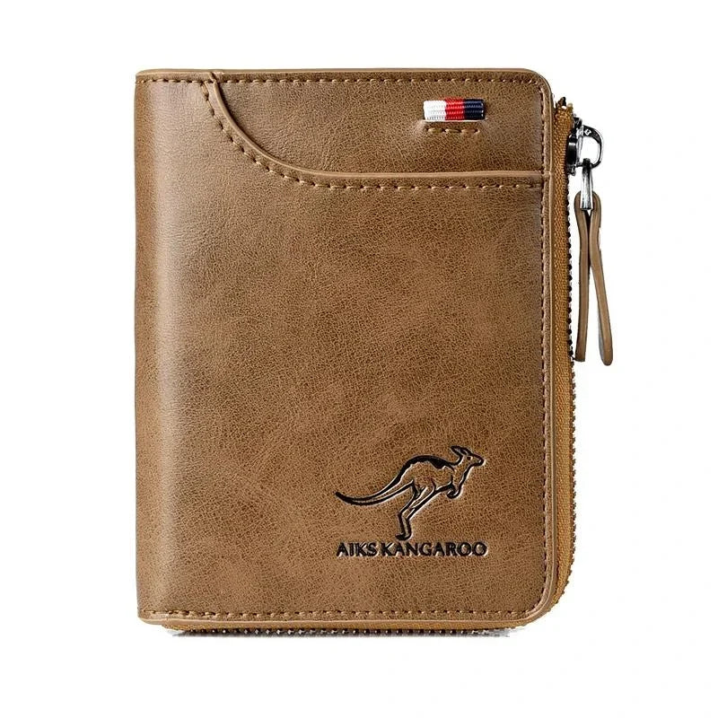 Carteira Masculina em Couro Legítimo com Zíper (PROTEÇÃO RFID ANTIFURTO)