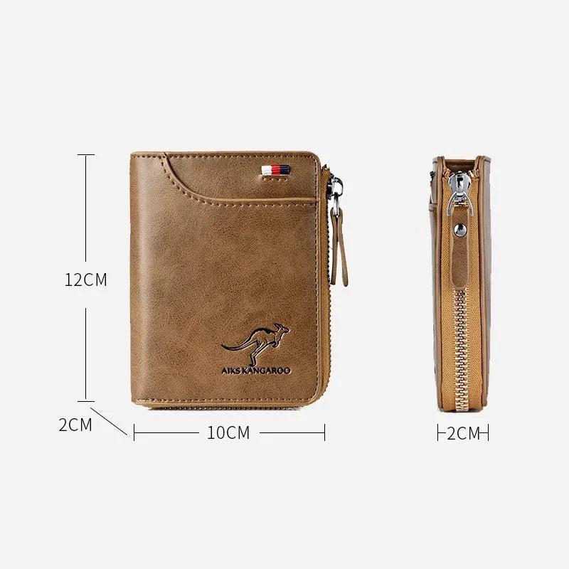 Carteira Masculina em Couro Legítimo com Zíper (PROTEÇÃO RFID ANTIFURTO)