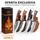 (COMPRE 2 LEVE 4 + BAINHAS) Combo 4 Facas Artesanais Ultra Afiadas  • 100% Forjadas a Mão